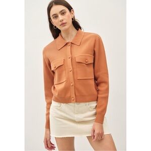 Women's Camel Button-Up Cardigan